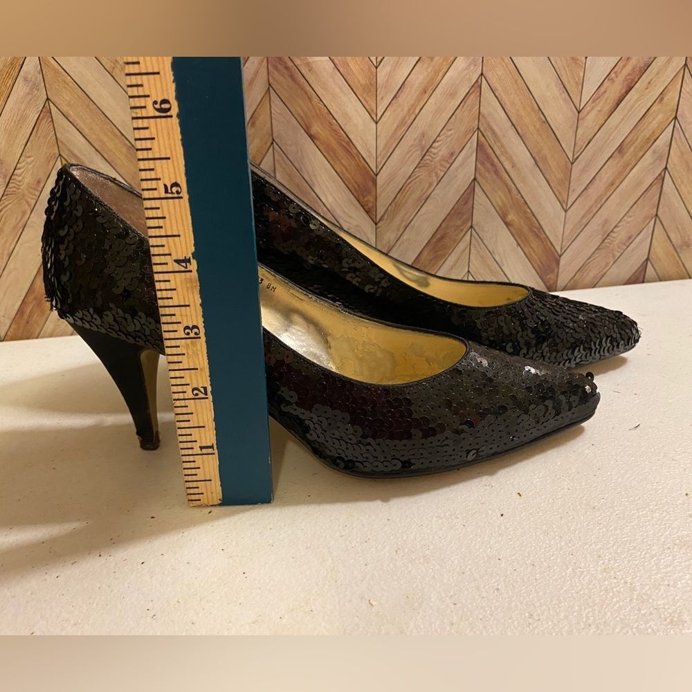 Vintage Black Sequin Women's Dolce Heels - Size 8.5 [Shoe 219]